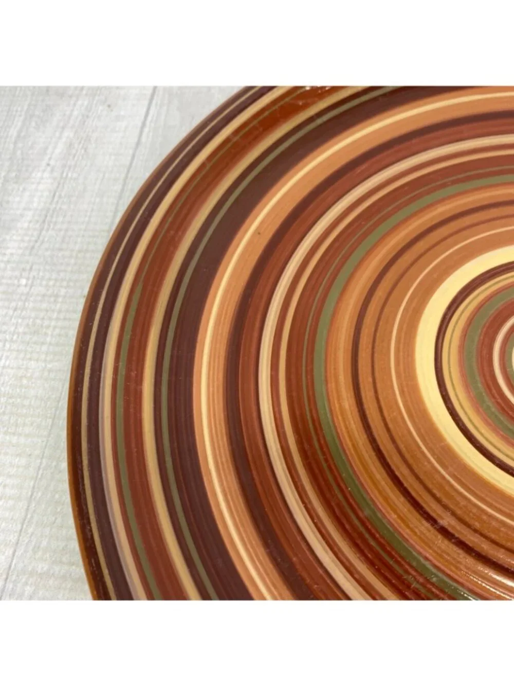 Raymond Waites Certified Intl RONDO Brown Rust Yellow Rings Dinner Plate Set 4